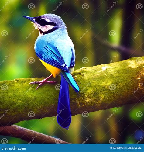 blue jay on a branch blue bird on a branch stock illustration illustration of small feathers