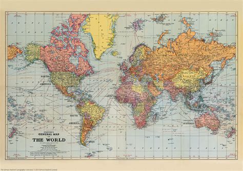 Stanfords General Map Of The World 1920 A1 Wall Map Paper Stanfords
