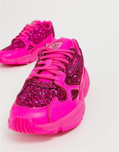Adidas Originals Leather Premium Pink Glitter Falcon Sneakers Lyst