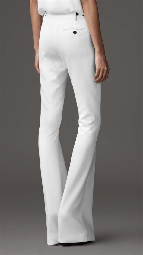 Burberry Tailored Flared Trousers In Natural White White Lyst