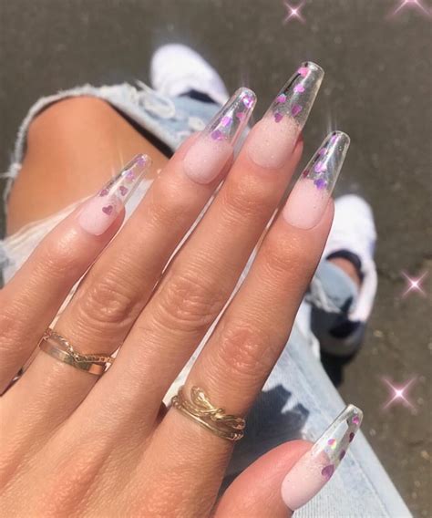 Long Clear Coffin Nails Design