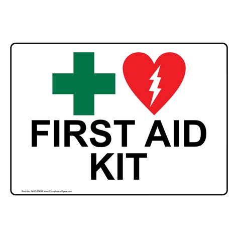 First Aid Kit Sign Or Label White 6 Sizes Made In Usa