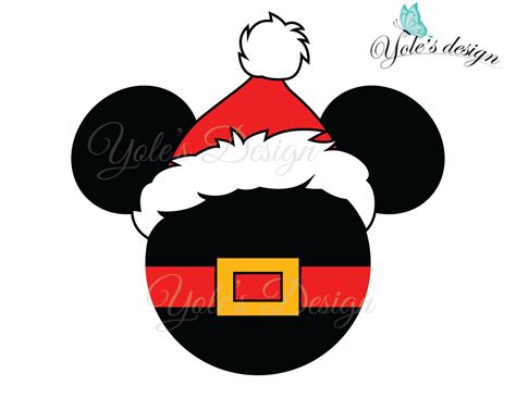 Mickey Mouse Svg Ears Santa Claus Disney Christmas By Yoledesign