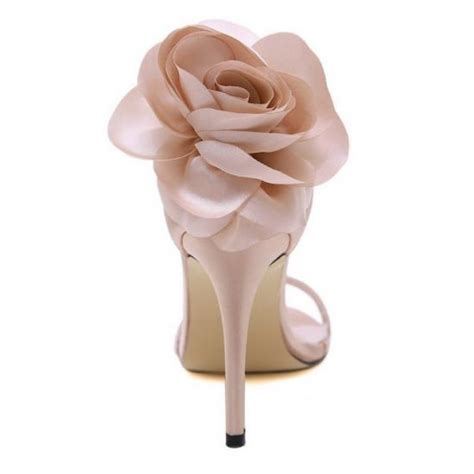 Pink Satin Giant Rose Party High Stiletto Heels Sandals Shoes