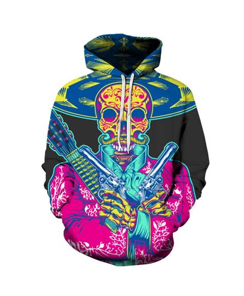 Colorful Skull 3d Sweatshirts Menwomen Hoodies With Hat Print Fashion