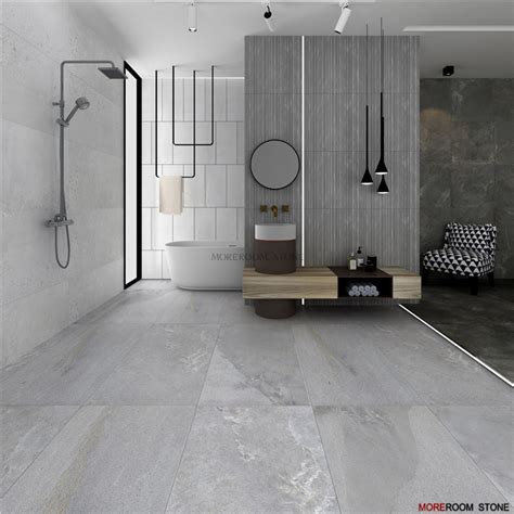 China Bathroom Light Grey Concrete Porcelain Flooring And Wall Tile