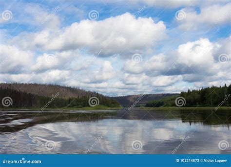 A Small Tributary Of The Big River Krasnoyarsk Region Russia Stock