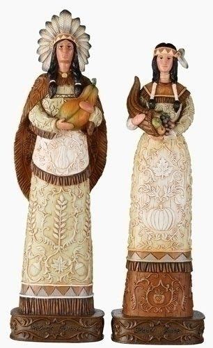 Set Of 2 Harvest Collection Native American Thanksgiving Figures Roman