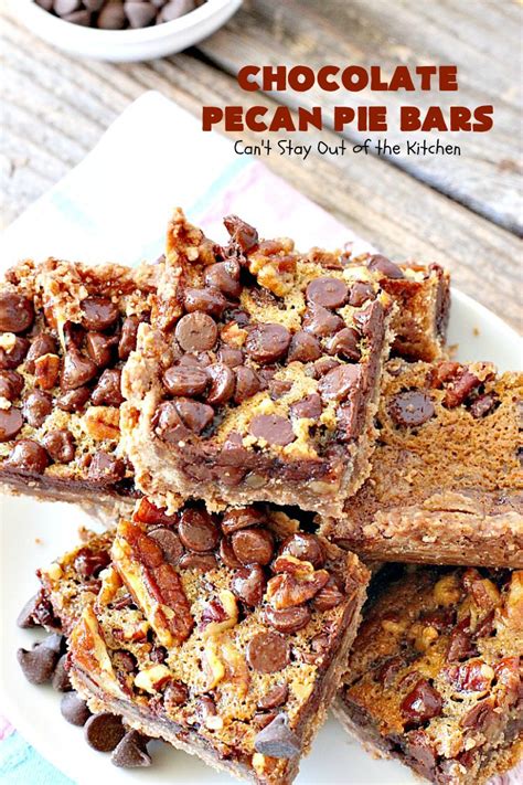 Chocolate Pecan Pie Bars - Can't Stay Out of the Kitchen