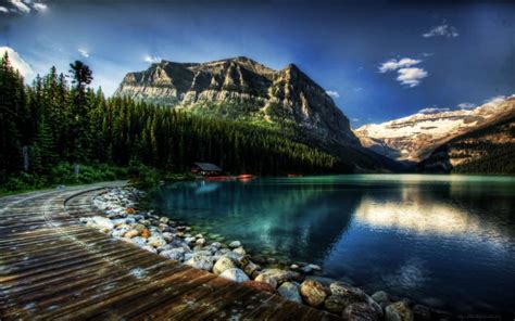 Hd Fantastic Lake Louise In Alberta Canada Hdr Wallpaper Download