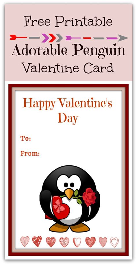 A Penguin Valentine S Card With The Words Happy Valentine S Day Written On It