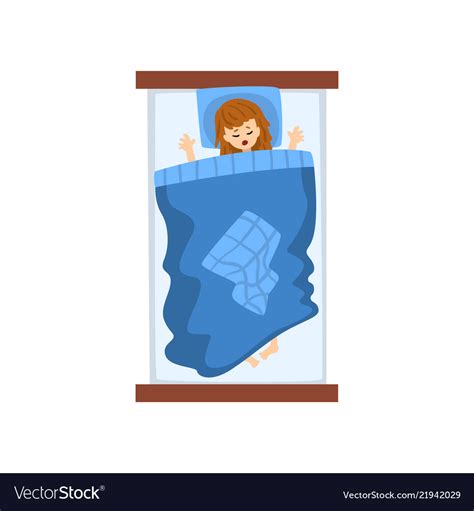 Girl Sleeping In Her Bed View From Above Vector Image