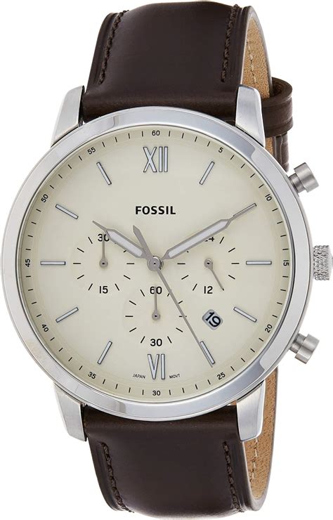 Fossil Mens Chronograph Quartz Watch With Leather Strap Fs5380 Amazon