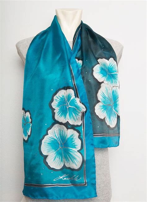 Unique Hand Painted Real Silk Hawaii Scarf With By Ligakandele Hand