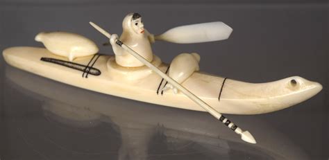 Sold Price Alaskan Eskimo Carved Walrus Ivory Tusk Kayak Model