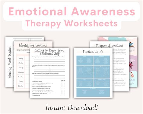 Emotional Awareness Worksheets Self Awareness Shadow Work Etsy