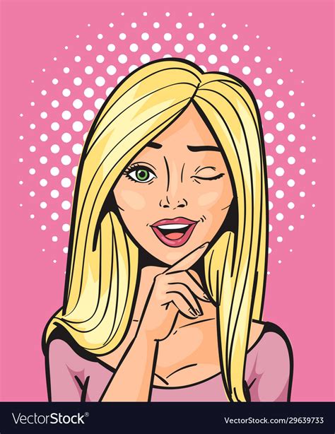 Sexy Blonde Woman Comic Pop Art Twinkle With One Vector Image