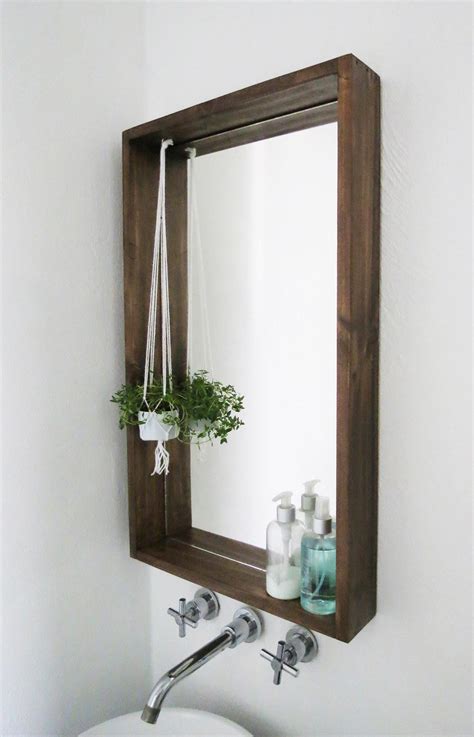Handmade Shelf Bathroom Mirror Rustic Oak Large Small Dark Etsy In 2020 Bathroom Mirrors