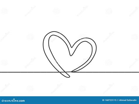 Continuous Line Drawing Heart Vector Minimalism Art Of Love Sign And
