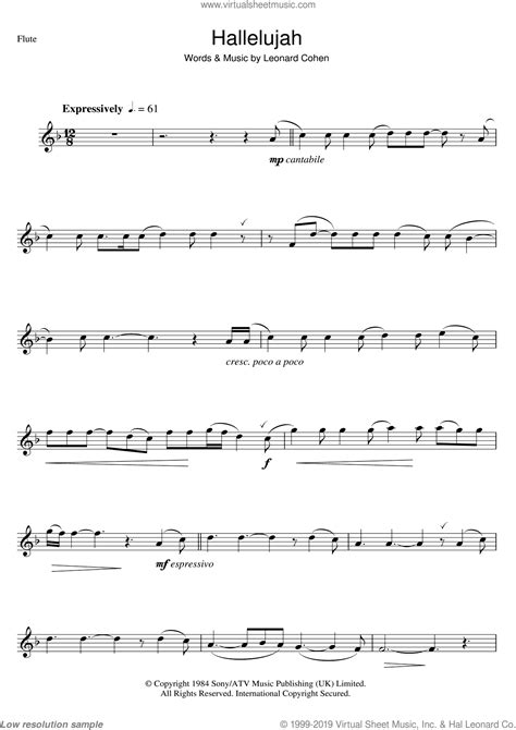 Burke Hallelujah Sheet Music For Flute Solo Pdf Interactive