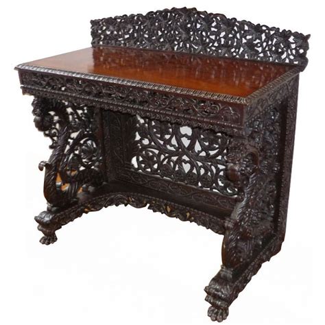 India pakistan) rich luxurious exotic appeal; ANGLO INDIAN ROSEWOOD CONSOLE TABLE at 1stdibs