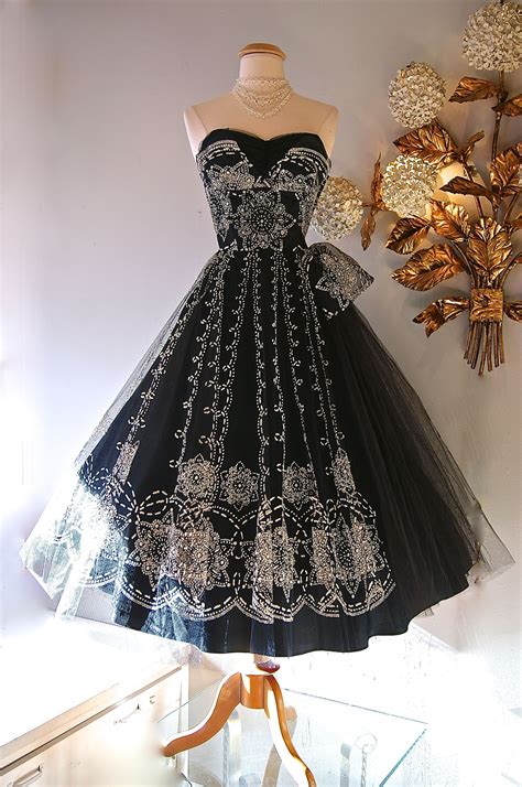 Xtabay Vintage Vintage Dress 1950s Flocked Tulle Party Dress Love