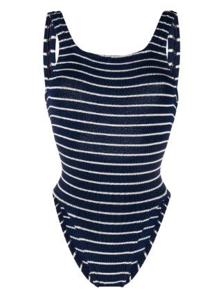 Hunza G Striped Square Neck Swimsuit Farfetch
