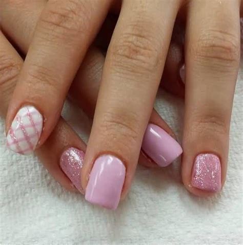 Pink Sparkle Ge Plaid Nail Art Plaid Nails Plaid Nail Art Spring Nail Art