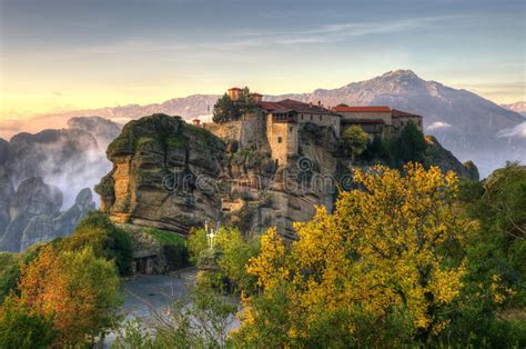 Autumn In Meteora Greece Monastery Of St Barlaam Stock Image