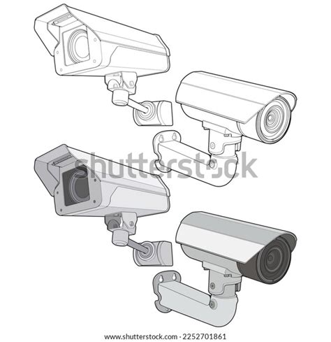 Set Cctv Coloring Vector Style Isolated Stock Vector Royalty Free
