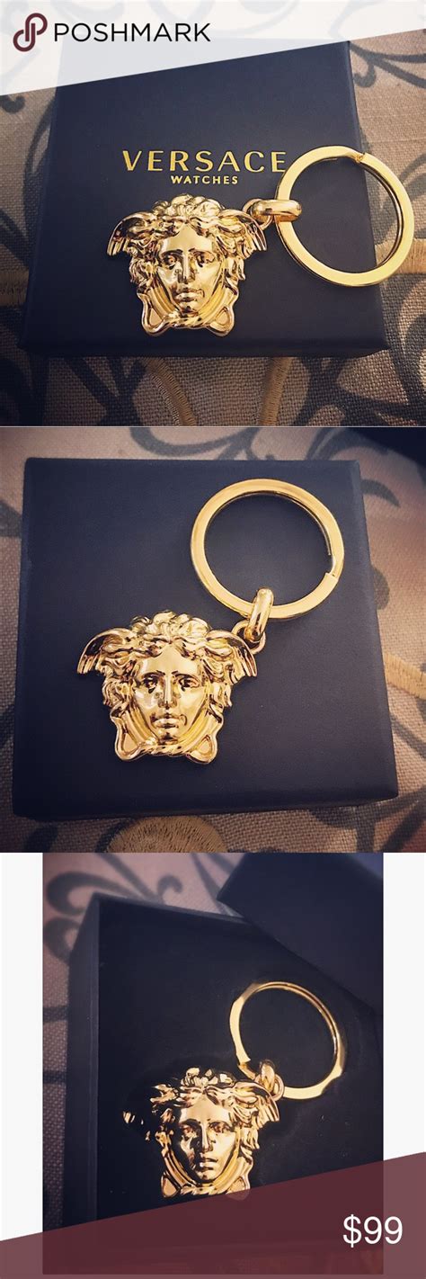 Versace Gold Keychain 🎀 Authentic Versace Keychain Medusa Face Gold