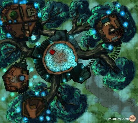 Oc Enchanted Tree Village Battlemaps Dnd World Map Fantasy Map