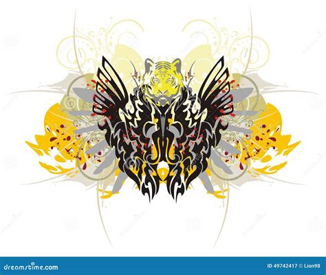 Tribal Dragon Butterfly With Splashes Stock Vector Illustration Of