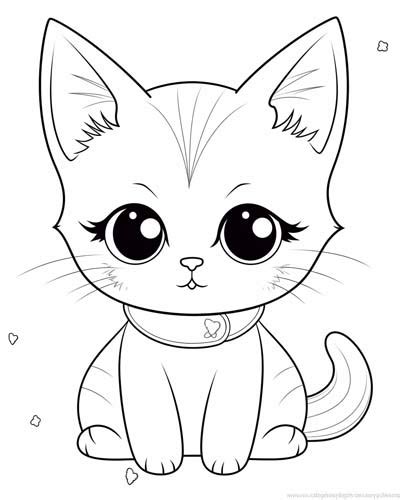 Kawaii Cat Coloring Pages For Kids