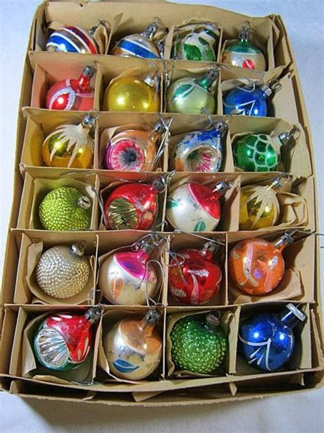 Antique Mercury Glass Ornaments Set24 Vintage Feather Tree