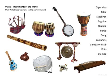 World Music Instruments Starter Activity Teaching Resources
