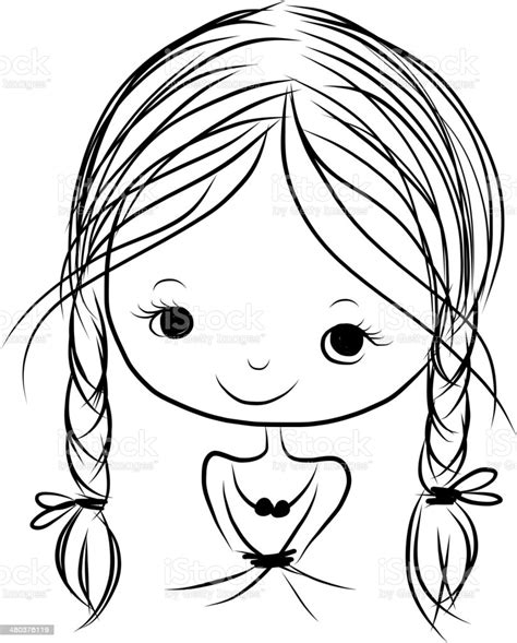 Cute Girl Smiling Sketch For Your Design Stock Vector Art