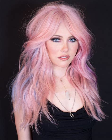 a shag with long bardot bangs is so in perk up your lengthy locks with a tone of light pink