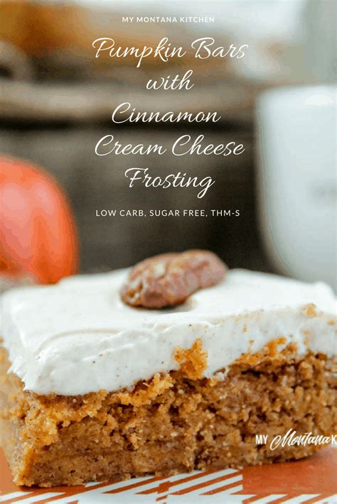 Pumpkin Bars With Cinnamon Cream Cheese Frosting Low Carb Sugar Free