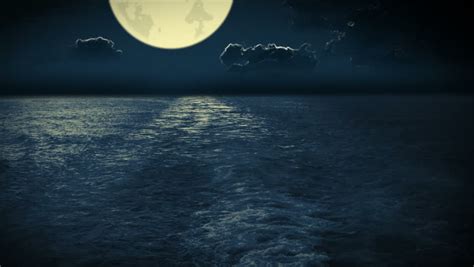 Full Moon Night Seascapelandscape Stock Footage Video 4406834