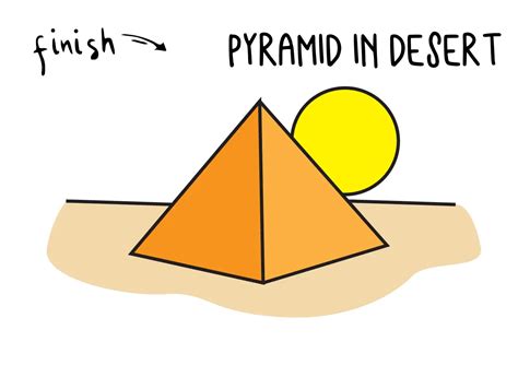 How To Draw An Ancient Egyptian Pyramid In Desert For Kids Rainbow