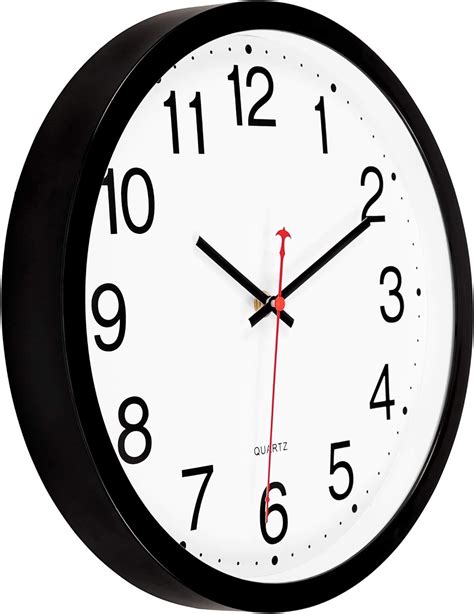 Foxtop Black Wall Clock Silent Non Ticking 12 Inch Quality Quartz