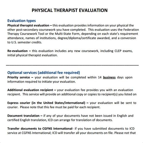 FREE Sample Physical Therapy Evaluation Templates In PDF