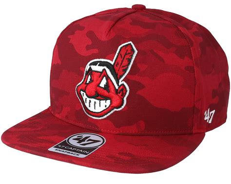 Cleveland Indians Vintage Tonal Camo Red Snapback 47 Brand Caps