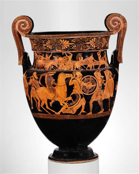 Richly Decorated Athenian Red Figure Vase Krater C 450 Bc R