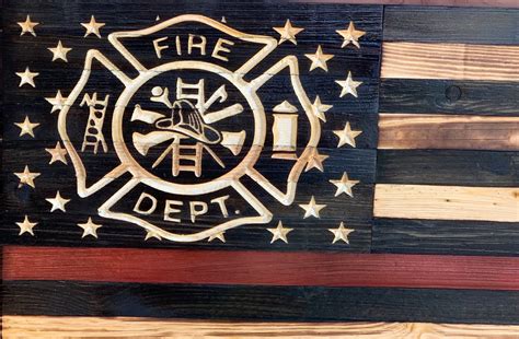 Wooden Firefighter Flag Rustic Firefighter Flag Custom Etsy