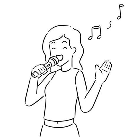 Drawing Of A People Singing Karaoke Stock Photos Pictures And Royalty