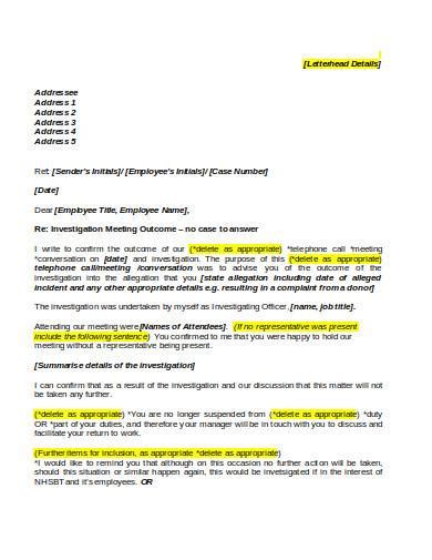 Template write to bvnpt regarding alligation / nursing license defense attorney california board defense : FREE 5+ Investigation Outcome Letter Samples in PDF | DOC