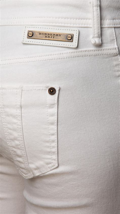Burberry Buckingham Optical White Skinny Fit Capri Jeans Lyst