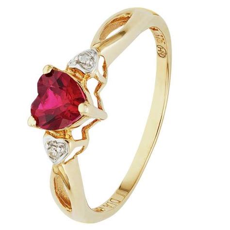 Buy Revere 9ct Gold Ruby And Diamond Accent Heart Ring I Womens